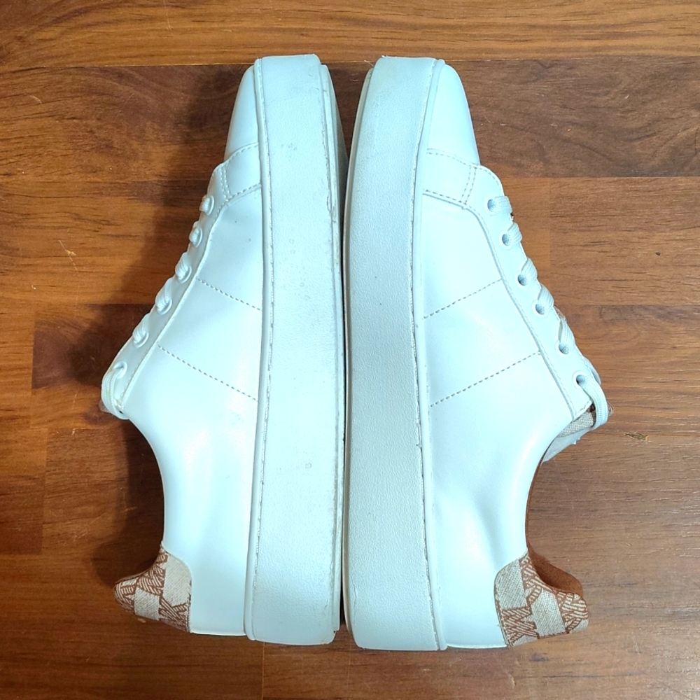 Michael Kors Poppy (Lace Up Sneakers) Sz 8.5M Cream/Brown - Picture 5 of 7